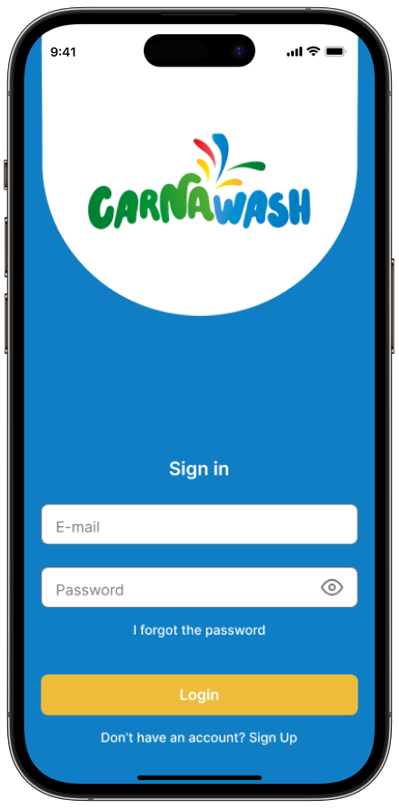 Carnawash app login screen